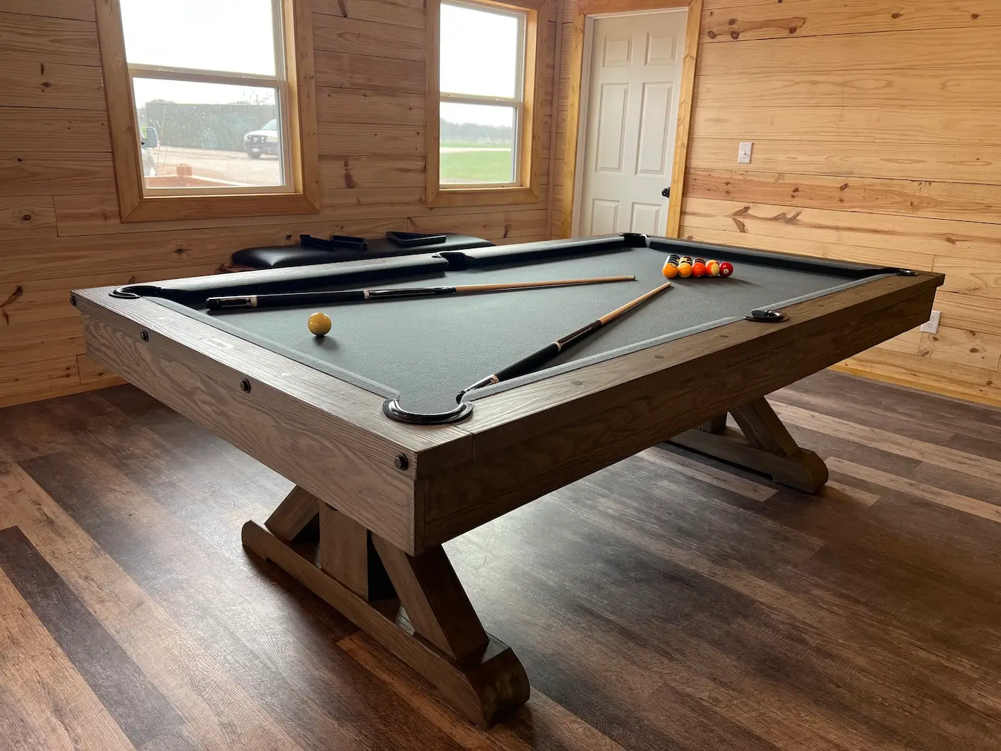 Pool table that has been professionally moved into a new home by Trooper Billiards.